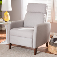 Baxton Studio 1707-Light Gray Casanova Mid-century Modern Light Grey Fabric Upholstered Lounge Chair